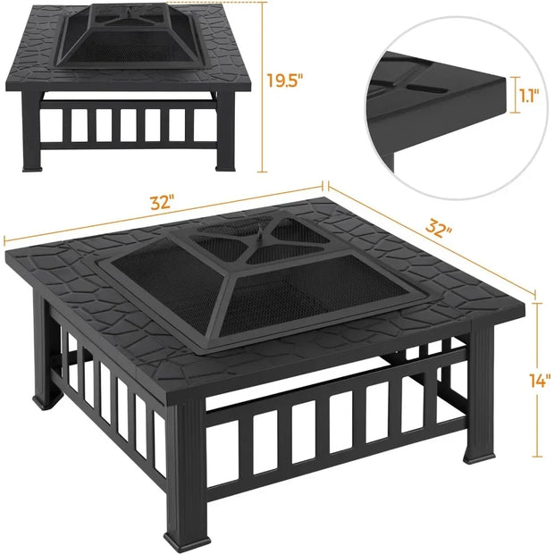 Square Metal Firepit Stove