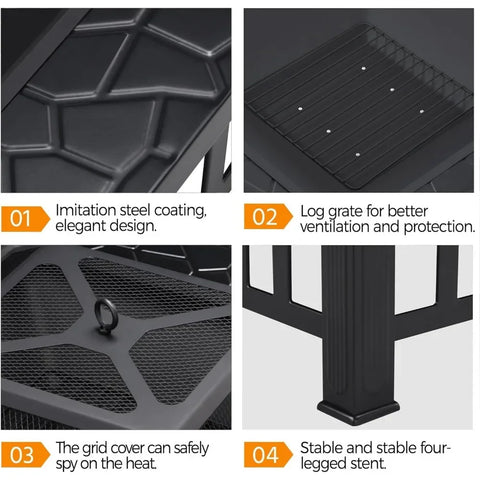 Square Metal Firepit Stove