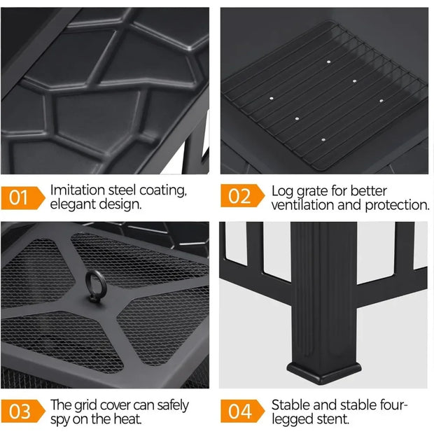 Square Metal Firepit Stove