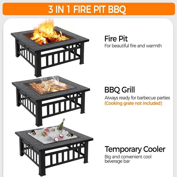 Square Metal Firepit Stove