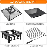 Square Metal Firepit Stove