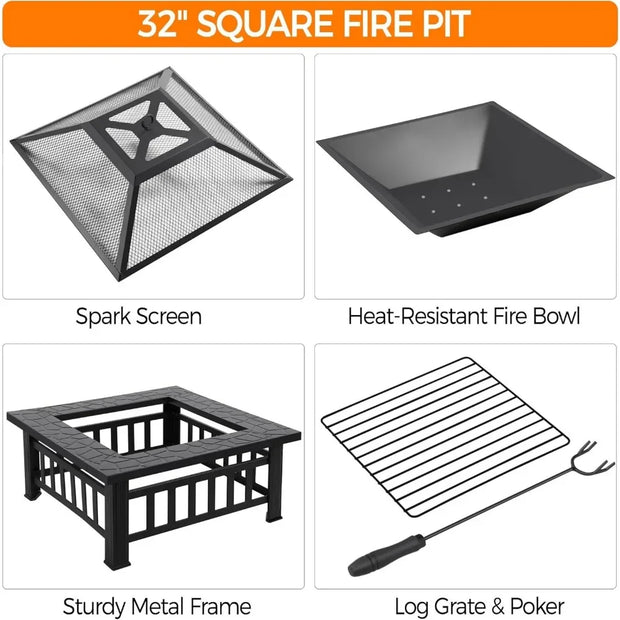 Square Metal Firepit Stove